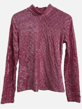 Share Vintage GUESS USA Romantic Pink Smocked Crushed Velvet SUPER RARE Top M